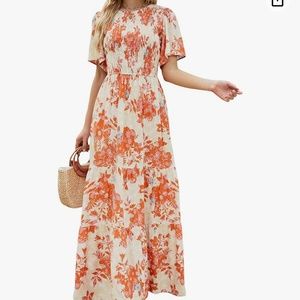 The Smocked Floral Flutter Sleeve Maxi Dress